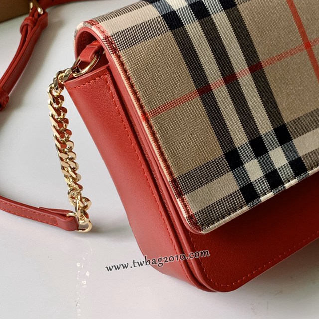 Burberry專門店新款Vintage格紋拼皮革錢夾 巴寶莉單肩斜挎女包 yxb1075